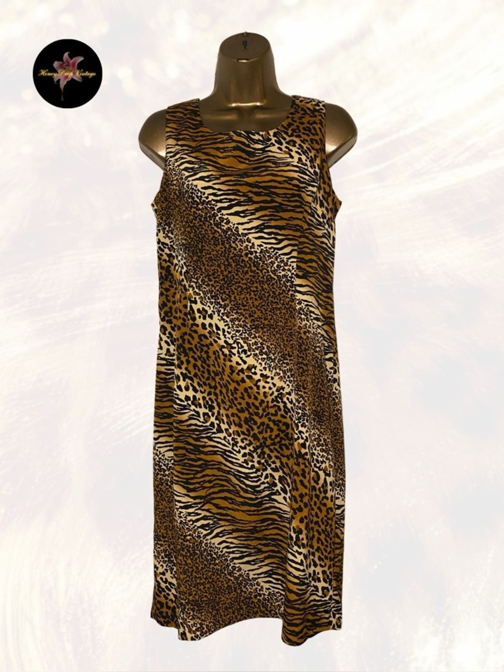 Animal Print Sleeveless Shift Dress